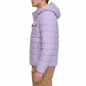 Chaqueta acolchada personalizada para hombre, color morado, con capucha, cierre de cremallera, poliéster/algodón, diseño personalizado, de alta calidad, informal. - Product Image 2