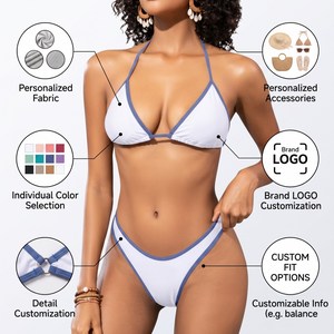 <span class=keywords><strong>Maillot</strong></span> de <span class=keywords><strong>bain</strong></span> bikini triangle uni pour femme, col halter, taille haute, en mousseline, style brésilien <span class=keywords><strong>tanga</strong></span>, personnalisé par l'usine ODM - Product Image 6