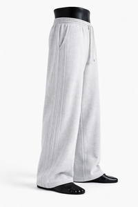 <b>Men</b> Wide Leg Sweatpants Pintuck Design Elastic Waist Drawstring Fleece <b>Lounge</b> <b>Pants</b> OEM Wholesale <b>Men's</b> <b>Pants</b> - Product Image 5