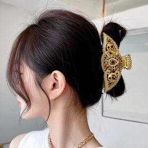 Geometric Matte Golden Hair Clip for Girls-Modern Casual 12cm Alloy with Gold Plating Hair Accessory - Product Image 2