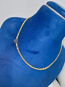 Cadena de Oro Sólido de 22K con Eslabones Cilíndricos para Hombre y Mujer, Auténtico Oro Amarillo de 22 Quilates, Joyería India Hecha a Mano, 18 Pulgadas - Product Image 3