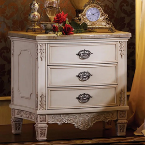 Juego de Dormitorio King con Dosel de Estilo Francés de Lujo, Madera de Caoba Sólida Tallada a Mano, Tapizado en Blanco y Dorado, Muebles de Hotel, Cama de Palacio - Product Image 5