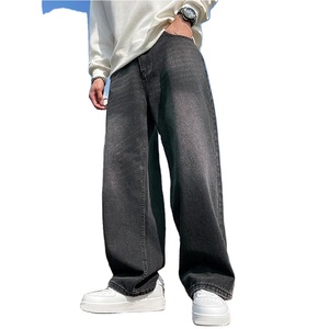 Jean en denim ample vintage décontracté pour homme, coupe large, noir, style streetwear, vente en gros - Product Image 1