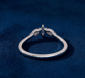Anillo de Compromiso con Diamante Cultivado en Laboratorio, Corte Marquesa, con Piedras Laterales Pavé, Oro Sólido de 14K, Bañado en Rodio, Estilo Clásico para Mujer - Product Image 5