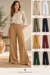Pantalones de Pijama Largos de Verano para Mujer, de Lino y Algodón, Cintura Elástica, Pierna Ancha, Casuales - Product Image 4