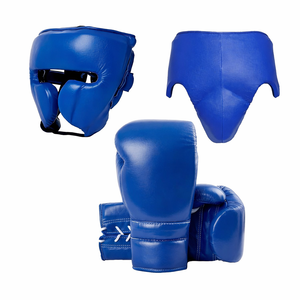 Conjunto de Equipo de Boxeo Personalizado Rojo, Guantes de Entrenamiento de Muay Thai y Kick Boxing, Protector de Cabeza, Protector Inguinal, Cuero Vacuno Impermeable - Product Image 5