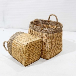 Ensemble de paniers de rangement rectangulaires en jonc de mer tressé à la main avec poignées pliables écologiques pour le salon, la chambre et la décoration intérieure - Product Image 2