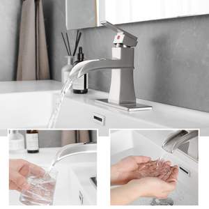 Rubinetto a 1 foro con una maniglia a cascata con piastre di scarico a scomparsa linee di alimentazione per lavandino da bagno miscelatore rubinetto per bagno e rubinetti per doccia - Product Image 3