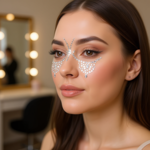 Adesivi per il viso con strass ILAN, design a farfalla per decorazione facciale 36140 - Product Image 3