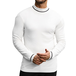 Fashionable Mens Turtle High Neck Fashionwear High Quality Quick Stylish Design Pullover Streetwear Knitted Long Sleeve Apparel - Product Image 2