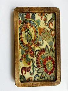 Bandeja de servir de madera hecha a mano con diseño de azulejos de cerámica y cuencos para aperitivos a bajo precio por AALIYAN IMPEX - Product Image 3