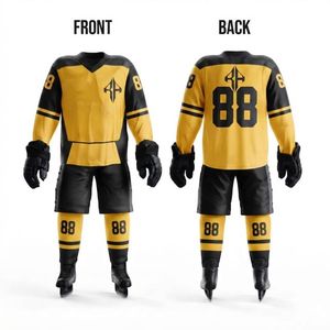 Nouvel ensemble d'uniformes de hockey sur glace personnalisés, col en V avec impression par transfert thermique, 100% polyester de qualité supérieure pour hommes - Product Image 1
