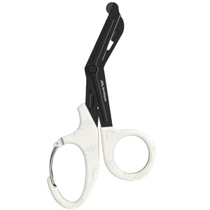 Ciseaux médicaux blancs ou noirs avec mousqueton, 7,5 pouces, ciseaux à pansements, ciseaux de traumatologie, lames antiadhésives revêtues de fluorure - Product Image 1