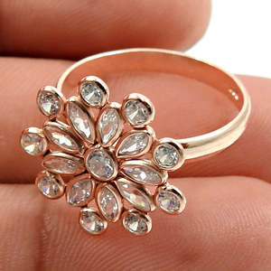Vintage Style Floral Pattern 925 Sterling Silver <b>Ring</b> Ethiopian Multi Cut White CZ Gemstone Beautiful Bohemian <b>Statement</b> Jewelry - Product Image 3