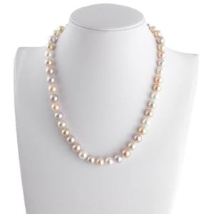 Collier de perles rondes lisses multicolores avec boucle en argent, de bonne qualité, blanc, rose et violet - Product Image 5