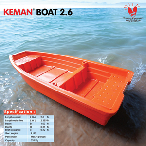 Bote KEMAN de 2.6M de plástico PE, bote de trabajo, bote de pesca, bote de patrulla y muchos más. - Product Image 2