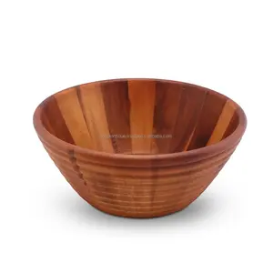 Vendita calda di qualità Premium forma rotonda in legno materiale zuppa ciotola per servire fatto a mano fornitore personalizzato india
