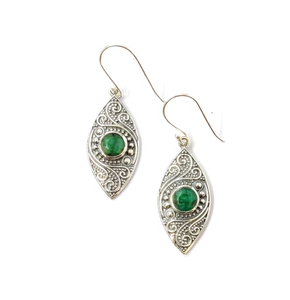 Custom Jewelry Manufacturer 925 Sterling <b>Silver</b> Filigree Vintage <b>Earrings</b> Emerald Agate Marquise Shaped <b>Drop</b> <b>Earrings</b> - Product Image 3