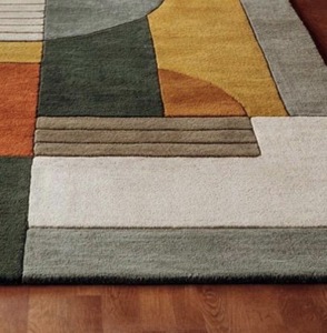 Tapis en laine tufté à la main de qualité supérieure, abstrait, à poils ras, pour décoration moderne de la maison, idéal pour salon, prière et bar, avec envers en latex - Product Image 3