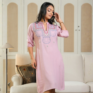 Elegant Women's Pale Pink <b>Viscose</b> <b>Dress</b> - Product Image 1