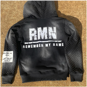 Fabricación OEM Personalizada de Alta Calidad, Chándal Holgado para Hombre con Estampado Serigrafiado, Lavado Ácido y Diamantes de Imitación - Product Image 5