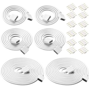 Kit da 6 Pezzi: Cavo di Prolunga RGB a 4 Pin, Connettori per Strisce LED, 12 Pezzi Adattatori e Connettori LED RGB 5050 3528 - Product Image 1