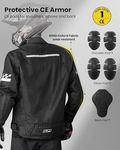 Chaqueta de Motocicleta ILM para Hombre, Negra, Manga Larga, Resistente al Viento, para Todas las Estaciones, Ropa de Carreras - Product Image 5