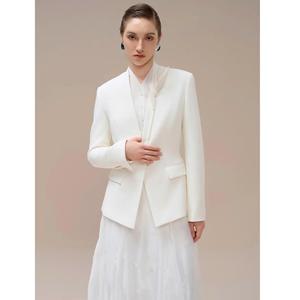 Trajes de Alta Costura para Mujer, Blazers Blancos HAZEL, Blazer sin Cuello de un Solo Pecho, Tela Transpirable con Muescas, Conjuntos Elegantes para Mujer - Product Image 4