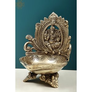 โคมไฟพระพิฆเนศทองเหลืองขนาด6นิ้วทำด้วยมือจากตะเกียงน้ำมันอินเดียและอุปกรณ์เสริม - Product Image 4
