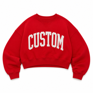 Custom Red Crewneck Sweatshirt Unisex Heavyweight Pullover Streetwear Hoodies For Wholesale Branding & Private Label Production - Product Image 3