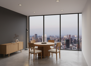 Juego de Mesa de Centro Redonda Moderna con 4 Sillas, Madera de Fresno Maciza y Chapa de MDF, Muebles Duraderos para Sala de Estar - Product Image 6