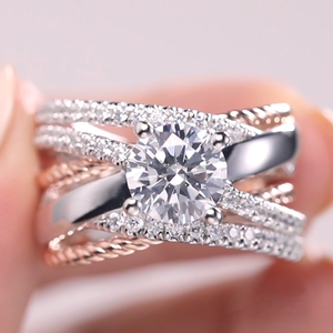 Lujo Vvs Moissanite diamante solitario Anillo Compromiso boda anillo personalizado princesa corte diamante anillo para Mujeres Hombres - Product Image 4