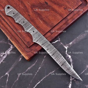 Cuchillo de filetear de acero de Damasco de espiga completa, hoja en bruto, para cocina, chef o pesca, OEM ODM disponible, 12 pulgadas de longitud total, MOQs bajos - Product Image 3