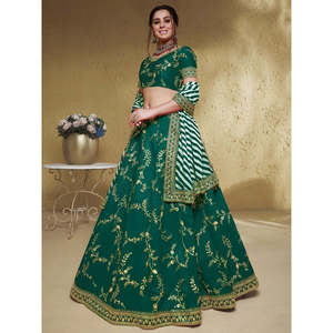 Adorable <b>Green</b> Embroidered <b>Silk</b> Lehenga Choli With Dupatta - Product Image 6