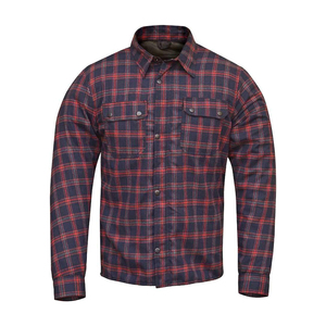 Men's Full Sleeve Plaid <b>Flannel</b> <b>Shirt</b> With CE Level 1 Armor Protection Red <b>Blue</b> Design Breathable Motorcycle Wear Autumn Style - Product Image 2