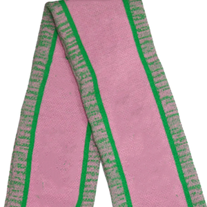 Écharpe en tricot jacquard à franges rayée rose et verte de qualité supérieure, unisexe, réversible, en mélange d'acrylique, longue et douce, idéale pour les sororités AKA - Product Image 6