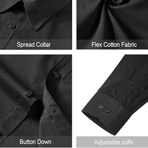 Chemises habillées pour hommes, extensibles, anti-taches, à manches longues, unies, formelles, décontractées, boutonnées - Product Image 4