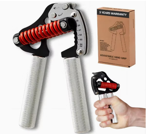 Entrenador de Fuerza de Agarre Ajustable con Mango de Acero y Resorte Rojo, Equipo de Fitness con Contador Digital para Ejercicios de Dedos - Product Image 1
