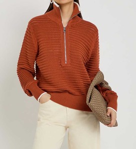 OEM Women's Zipper Knitted <b>Sweater</b> - Private Label Winter Pullover Top - High Quality Soft Female Fashion Knitwear Breathable - Product Image 2