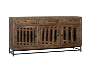 Aparador de Almacenamiento de Madera Maciza Simple, Diseño Moderno y Minimalista, Mueble Buffet para Sala de Estar con Base de Metal - Product Image 2