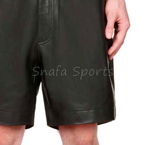 กางเกงขาสั้นหนังแฟชั่นใหม่สำหรับผู้ชาย กางเกงขาสั้นหนังติดกระดุมที่เอว มีกระเป๋า กางเกงขาสั้นหนังสำหรับปั่นจักรยานคุณภาพสูงสำหรับผู้ชาย - Product Image 5