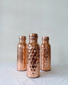 Excellent Quality Pure Copper Water Bottle Assorted Hammered Design health benefits traditional Indian handicrafts at best price - Product Image 6