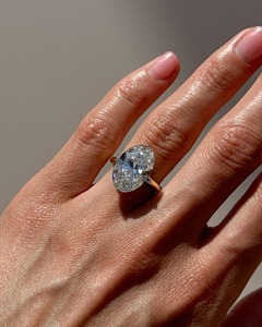 8CT Oval Cut Lab-Grown Diamond Ring 14k Solid Yellow Gold 2.2 MM Half Rounded Band Wedding Gift Ring For Women - Product Image 5