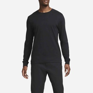 Camiseta de Punto de Manga Corta para Hombre, Cuello Redondo, Corte Regular, Color Sólido, Estilo Casual, Negra, 100% Algodón, Transpirable, Talla Grande - Product Image 1