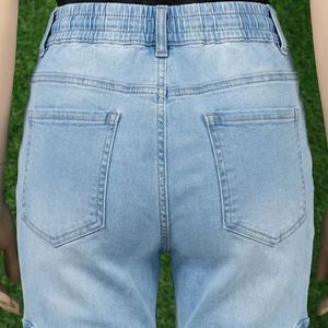 Jeans Cargo de Mujer, Cintura Media, Corte Recto, Felpa, Alta Calidad, Bolsillos Laterales, Cierre con Cordón, 100% Algodón, Transpirables, Secado Rápido - Product Image 5