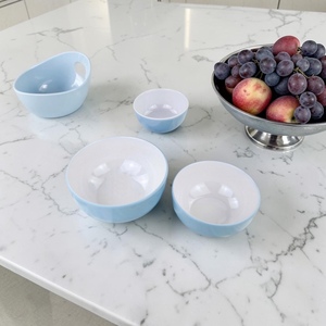 Luxury Melamine Blue White Bowls Food Grade Soup Bowl Dishwasher Safe Eco-Friendly Minimalist Design Party 3-Piece <b>Set</b> - Product Image 2