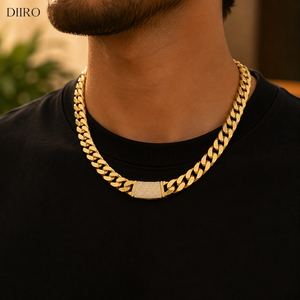 Collar de Cadena Cubana Chapado en Oro de 10K para Hombre con Cierre de Moissanita, Joyería de Diamantes de Corte Redondo Estilo Hip Hop - Product Image 6