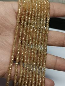 Perles Rondelles Facettées en Zircon Brun Naturel de Haute Qualité 3,50mm-4mm pour la Fabrication de Bijoux M.Y.GEMS NBZ-T211 Certifiées AIGS - Product Image 2