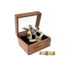 Sextant maritime moderne en laiton massif, instrument de navigation nautique avec boîte en bois - Product Image 1