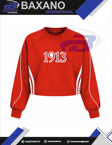 เดลต้า |   ซิกมา |   เสื้อสเวตเชิ้ต Theta Sorority สีแดงสำหรับฤดูหนาว แบบครอปปิ้ง ตกแต่งด้วยลายปักสีขาว ดีไซน์พิมพ์ลายเสื้อสเวตเชิ้ตสำหรับนักศึกษา - Product Image 5
